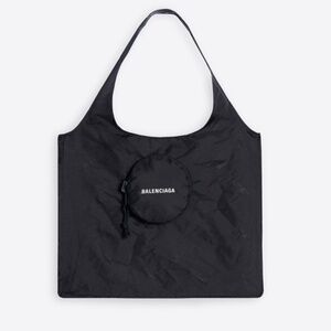 BNWT RARE Balenciaga black logo recycled nylon Expandable Grocery Shopper Bag